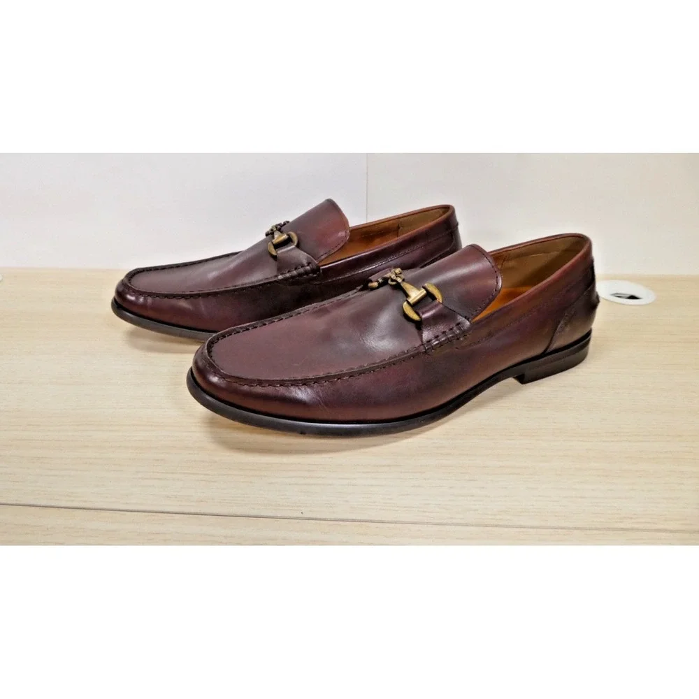 Kenneth Cole Reaction Burgandy-Brown Leather Bit Loafers Men's Size 12 M